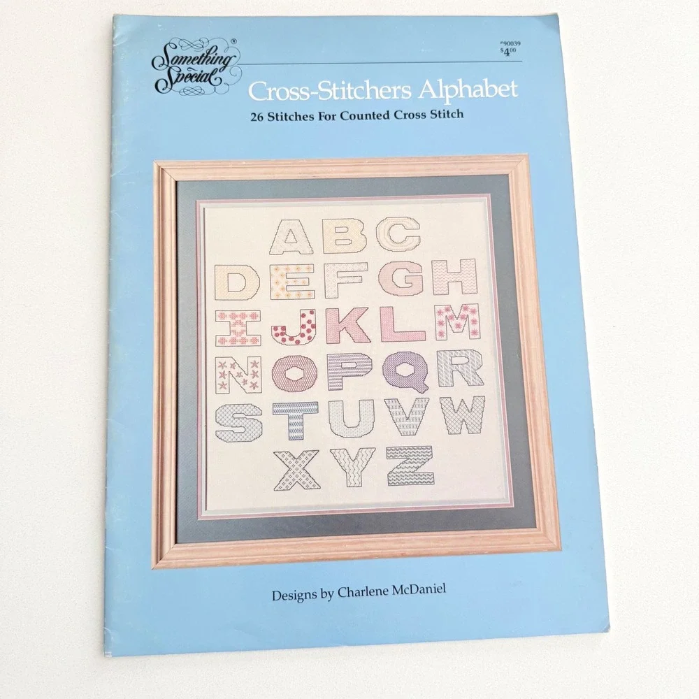 Lot of 3 Cross Stitch Pattern Books Vintage Craft Sewing Alphabet Office